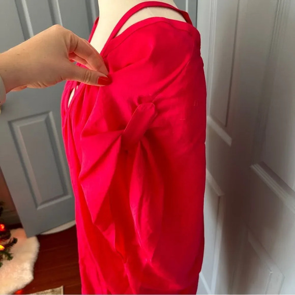 BCBG Max Azria Women's Hot Pink Oversized Flowy Tie Back Blouse - Picture 5 of 9